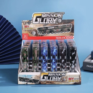 Detailed display of 24pcs camouflage missile-shaped pens in a mission glory gift box