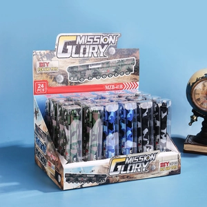 Creative missile-shaped gel pens in military camouflage theme, 24-piece display box set