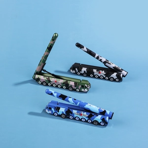 Detailed view of MZB-41B missile launcher pens in three different camouflage patterns