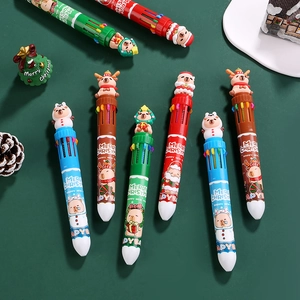 Christmas Capybara ten-color retractable ballpoint pen with cute cartoon silicone toppers