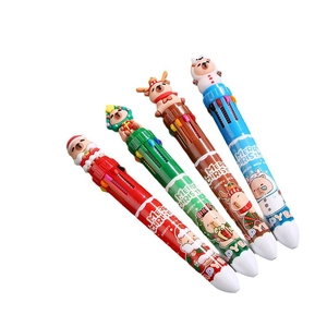 Christmas Capybara 10-color retractable ballpoint pens with cute 3D silicone cartoon toppers