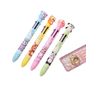 Lot de quatre stylos à bille rétractables multicolores avec animaux 3D mignons