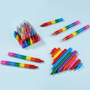 7-color building block crayons with stackable and detachable creative design