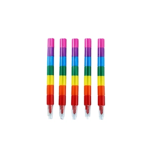 Pack of 5 creative rainbow stackable building block crayons for student stationery gift