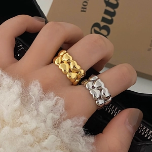 Anelli A Cuore Doppia Fila Vintage Francese Semplice Regolabile Rame Gioielli Moda Donna Regalo