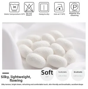 Detailed view of raw silk cocoons and smooth satin fabric highlighting material quality