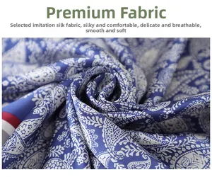 Macro shot of blue and white paisley silk-like fabric showing smooth and soft texture
