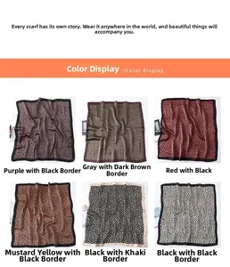 Vue détaillée de six foulards léopard élégants dans diverses combinaisons de couleurs