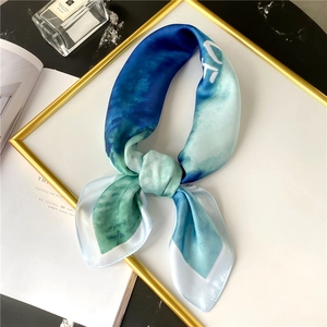 Square Scarf Satin Like Polyester Neck Hair Bandana Gradient Abstract Print Fashion Accessory For Women Bag Decor