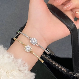 Sparkling sugar cube zircon bracelets in gold and silver finish for women's jewelry