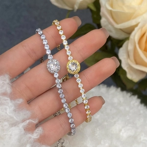 Exquisite silver and gold micro-pave zircon bracelets with adjustable tennis chain design