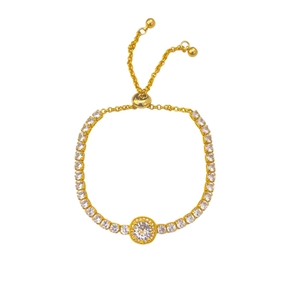 Exquisite adjustable tennis bracelet with micro-paved cubic zirconia in gold finish