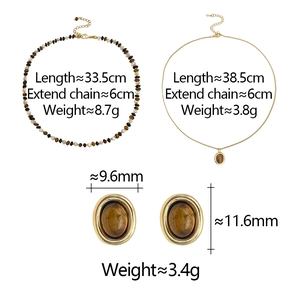 Tableau des tailles détaillé pour ensemble collier œil de tigre et boucles d'oreilles