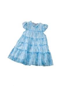 Robe d'été bleue pour filles avec manches volantées et jupe à plusieurs niveaux style