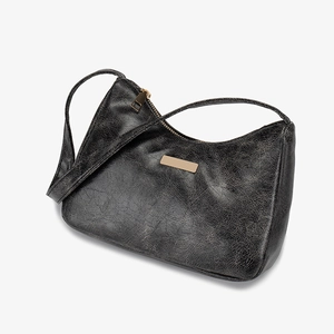 Sac à main Boston en cuir huilé brillant pour femme, style épaule tendance