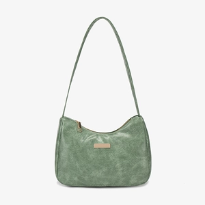 Sac sous le bras vert vintage brillant à texture marbrée et finitions dorées