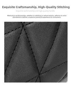 Detail of black quilted texture with precision stitching on leather crossbody bag