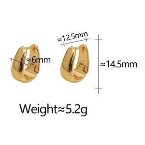 Polished gold U-shaped hoop earrings measuring 14.5mm in height and 12.5mm in width