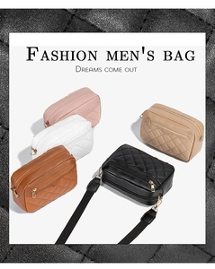 Detailed flat lay of quilted small crossbody bags in multiple colors with nylon straps