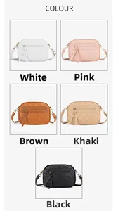 Multiple colors of quilted crossbody bags featuring triple zippers and diamond pattern