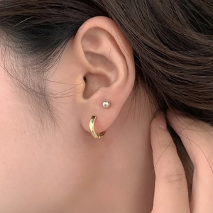 Minimalist Copper Hoop Earrings And Round Ball Stud Earrings Elegant Gold Silver Plated Fashion Jewelry For Women