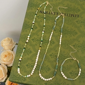 Handgemaakte Zoetwaterparel Natuursteen Kralenketting Bamboe Vorm 14K Verguld Vintage Boheemse Sieraden Voor Vrouwen