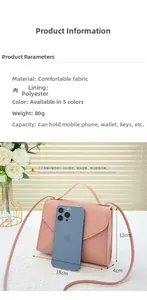 Pink textured crossbody bag size 18x12x4cm showing light material and sleek design