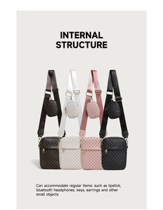 Detailed internal structure view of four vintage pattern shoulder bags with mini pouches