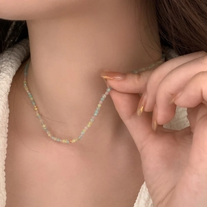 Sweet double-layer macaron beaded necklace with colorful faceted beads for women
