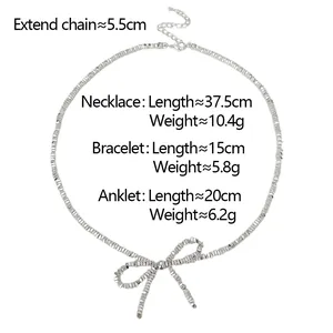 Size chart for bow pendant beaded necklace with length and weight specifications