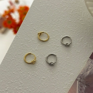 Geometric Knot Hoop Earrings Copper Minimalist U-Shape Polished French Style Jewelry For Women