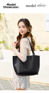 Détail d'un grand sac cabas noir en similicuir mat pour un usage quotidien décontracté