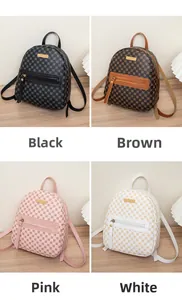 Mini floral print backpacks for women in black, brown, pink, and white color options