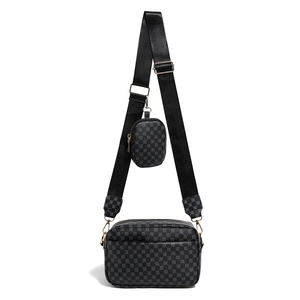Chic two-in-one crossbody bag with geometric pattern and detachable round coin purse