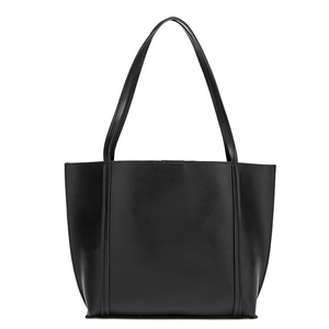 Sac fourre-tout minimaliste en cuir noir pour femme, design classique de couleur unie