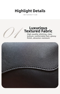 Detailed view of the luxury textured black leather surface with premium stitching details