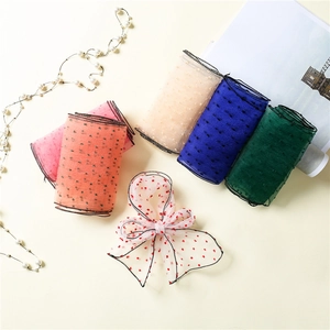 Écharpe En Maille À Pois Multifonctionnelle Ruban Pour Sac Serre-Tête Polyester Transparent Fin Nœud Doux Pour Femmes