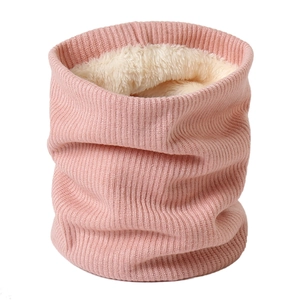 Winter Neck Warmer Knitted Faux Fleece Lined Cowl Scarf Ribbed Thermal Snood Solid Color Outdoor High Collar For Adults