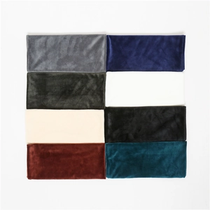Detail showing eight color options of soft velvet neck gaiters with silky texture