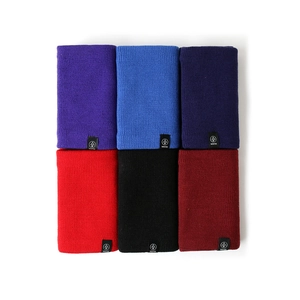 Detailed grid view of winter knitted neck warmers in six vibrant colors with soft textures