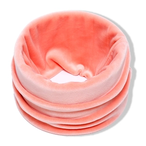 Soft pink velvet neck warmer scarf in circular design for winter cold protection