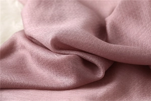 Macro view of dusty pink silk scarf fabric showing fine texture and beaded details