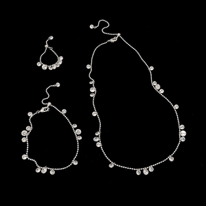 Elegant Zircon Water Drop Pendant Necklace Ball Chain Jewelry Set Plated Minimalist Clavicle Chain Accessory For Women