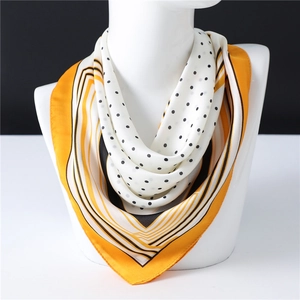 Women Square Scarf Faux Satin Satin Elegant Polka Dot Geometric Stripe Professional Fashion OL Neck Scarf