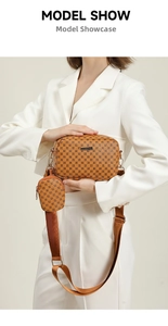 Bolso de hombro vintage marrón con estuche redondo y correa ancha ajustable