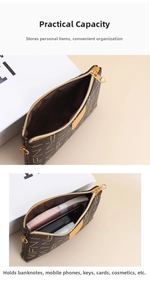 Detailed interior storage capacity of a brown floral pattern crossbody bag and phone pouch