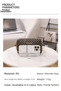 Spécifications de taille du petit sac bandoulière vintage à pois avec chaîne dorée