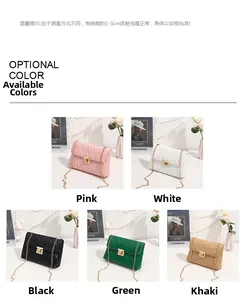 Quilted small square bag collection with chain straps in five vibrant colors