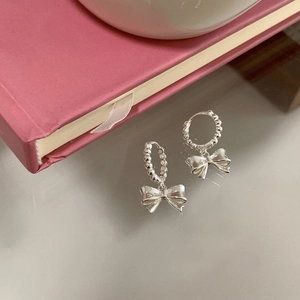 Boucles D'Oreilles Créoles Pendentif Nœud Cuivre Plaqué Or 14K Et Argent Bijoux Fantaisie Doux Pour Femmes