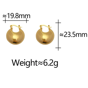 Polished gold teardrop earrings for women measuring 19.8mm by 23.5mm on white background